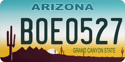 AZ license plate BOE0527