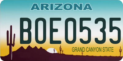 AZ license plate BOE0535