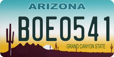 AZ license plate BOE0541
