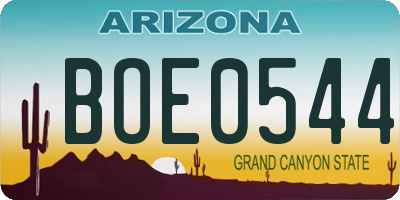 AZ license plate BOE0544