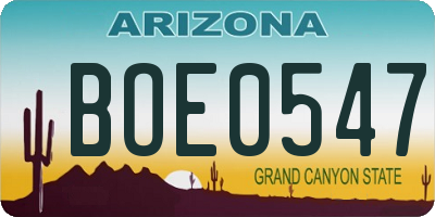 AZ license plate BOE0547