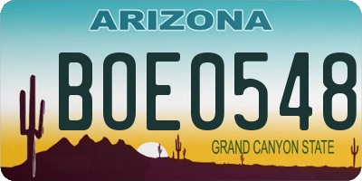 AZ license plate BOE0548