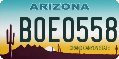 AZ license plate BOE0558