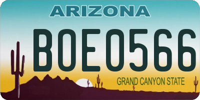 AZ license plate BOE0566