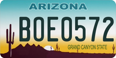 AZ license plate BOE0572