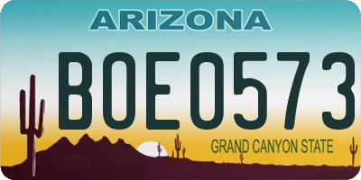 AZ license plate BOE0573