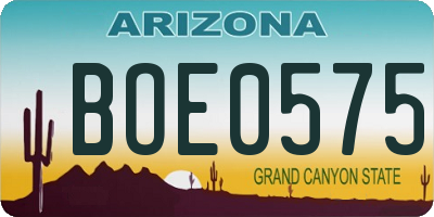AZ license plate BOE0575