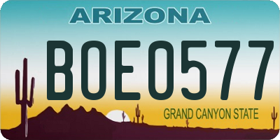AZ license plate BOE0577