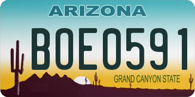 AZ license plate BOE0591