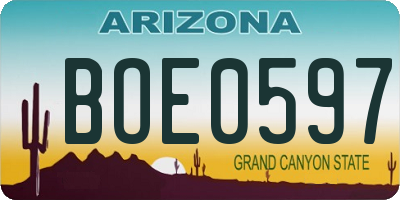 AZ license plate BOE0597