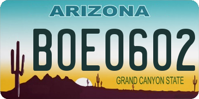 AZ license plate BOE0602