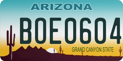 AZ license plate BOE0604