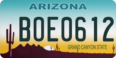 AZ license plate BOE0612