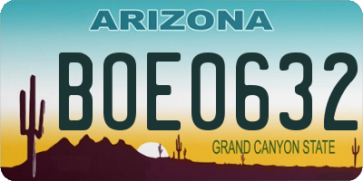 AZ license plate BOE0632