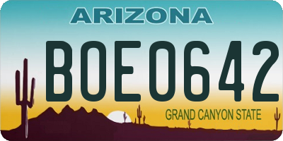 AZ license plate BOE0642
