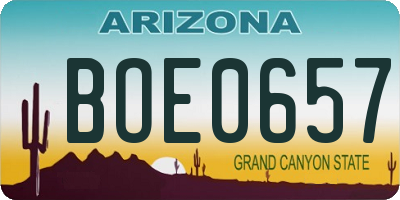 AZ license plate BOE0657