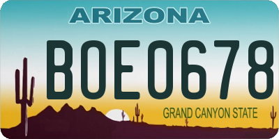 AZ license plate BOE0678