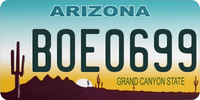AZ license plate BOE0699