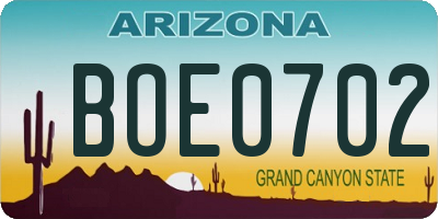 AZ license plate BOE0702