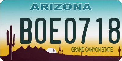 AZ license plate BOE0718