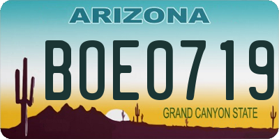 AZ license plate BOE0719