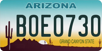 AZ license plate BOE0730