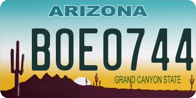 AZ license plate BOE0744