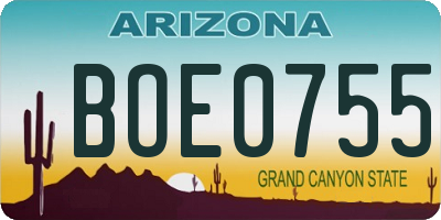 AZ license plate BOE0755