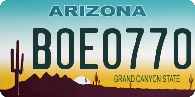AZ license plate BOE0770