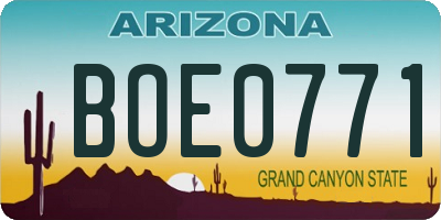 AZ license plate BOE0771