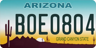 AZ license plate BOE0804