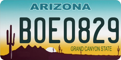 AZ license plate BOE0829