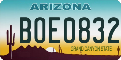 AZ license plate BOE0832