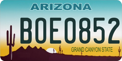 AZ license plate BOE0852