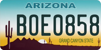 AZ license plate BOE0858