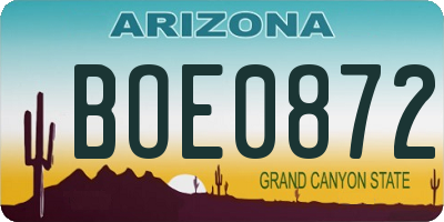 AZ license plate BOE0872