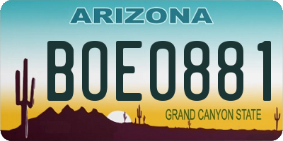 AZ license plate BOE0881