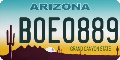AZ license plate BOE0889