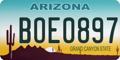 AZ license plate BOE0897
