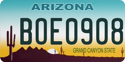 AZ license plate BOE0908