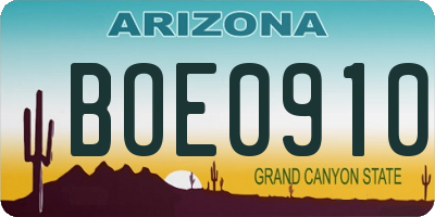 AZ license plate BOE0910