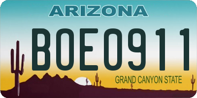 AZ license plate BOE0911