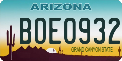 AZ license plate BOE0932