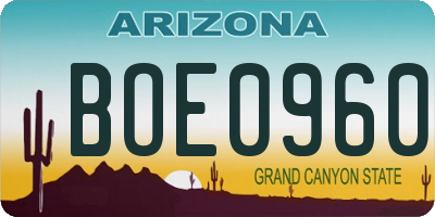 AZ license plate BOE0960