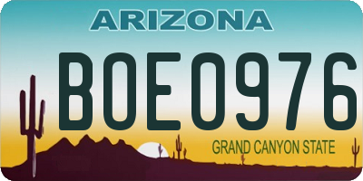 AZ license plate BOE0976