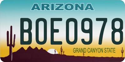 AZ license plate BOE0978