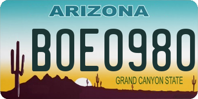 AZ license plate BOE0980