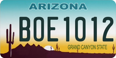 AZ license plate BOE1012