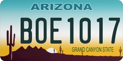 AZ license plate BOE1017