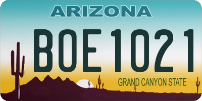 AZ license plate BOE1021